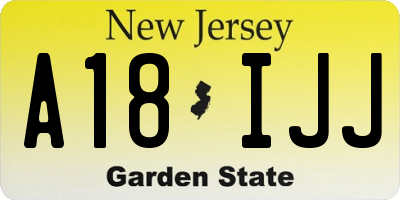 NJ license plate A18IJJ