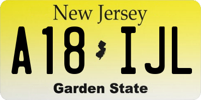 NJ license plate A18IJL