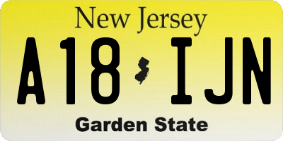 NJ license plate A18IJN