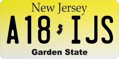 NJ license plate A18IJS