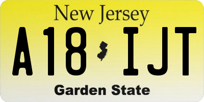 NJ license plate A18IJT