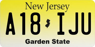 NJ license plate A18IJU