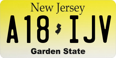 NJ license plate A18IJV