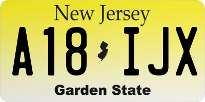 NJ license plate A18IJX