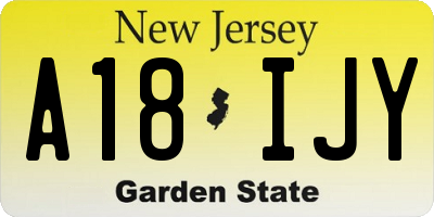 NJ license plate A18IJY