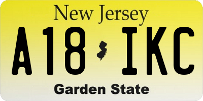 NJ license plate A18IKC