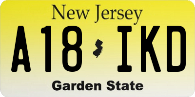 NJ license plate A18IKD