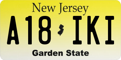 NJ license plate A18IKI