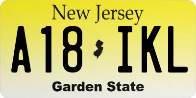 NJ license plate A18IKL