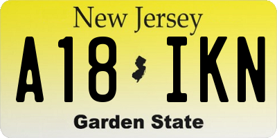 NJ license plate A18IKN