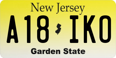 NJ license plate A18IKO