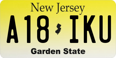 NJ license plate A18IKU
