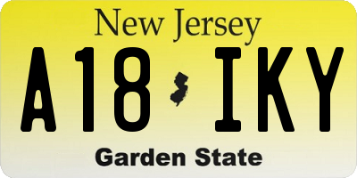 NJ license plate A18IKY