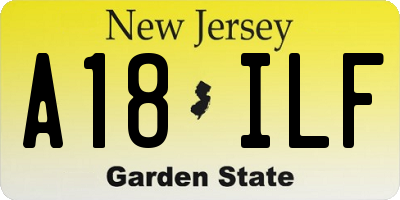 NJ license plate A18ILF