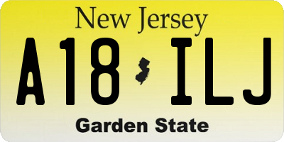 NJ license plate A18ILJ