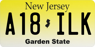 NJ license plate A18ILK