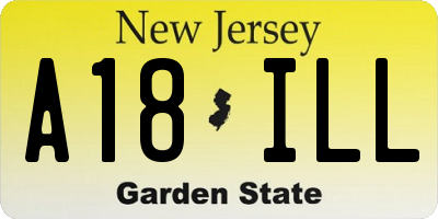 NJ license plate A18ILL