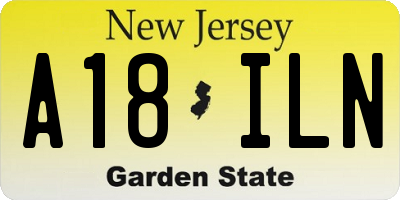 NJ license plate A18ILN