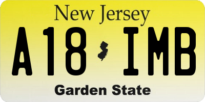 NJ license plate A18IMB