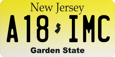 NJ license plate A18IMC
