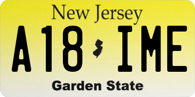 NJ license plate A18IME