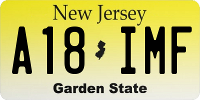 NJ license plate A18IMF