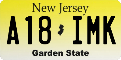 NJ license plate A18IMK