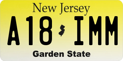NJ license plate A18IMM