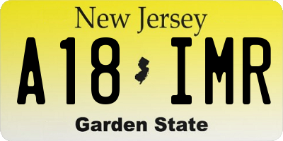NJ license plate A18IMR