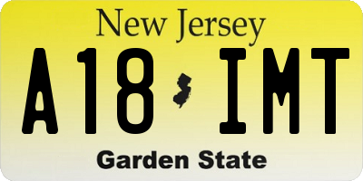 NJ license plate A18IMT