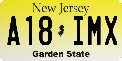 NJ license plate A18IMX