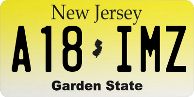 NJ license plate A18IMZ