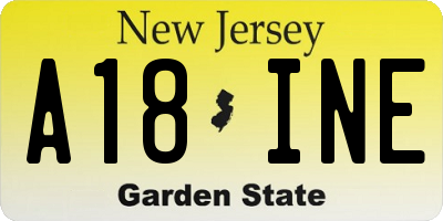 NJ license plate A18INE