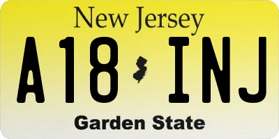 NJ license plate A18INJ