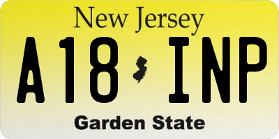 NJ license plate A18INP