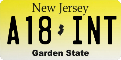 NJ license plate A18INT