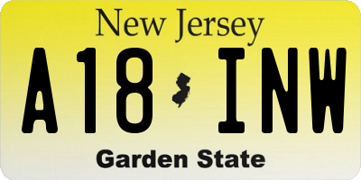 NJ license plate A18INW