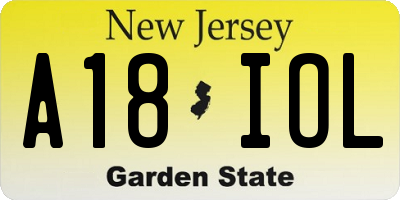 NJ license plate A18IOL