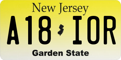NJ license plate A18IOR