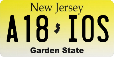 NJ license plate A18IOS
