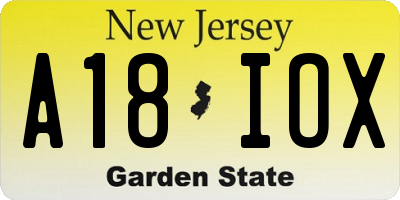 NJ license plate A18IOX
