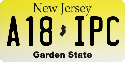 NJ license plate A18IPC
