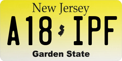 NJ license plate A18IPF