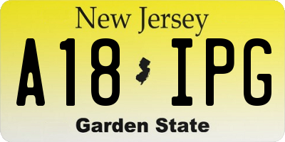 NJ license plate A18IPG