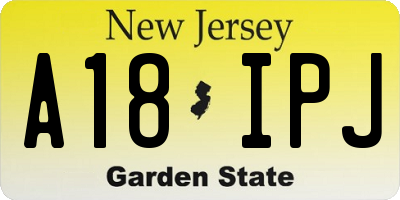 NJ license plate A18IPJ