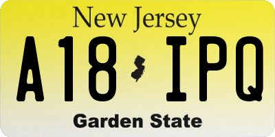 NJ license plate A18IPQ