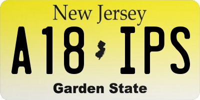 NJ license plate A18IPS
