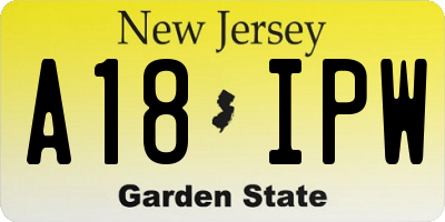 NJ license plate A18IPW
