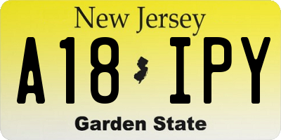NJ license plate A18IPY