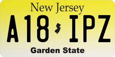 NJ license plate A18IPZ